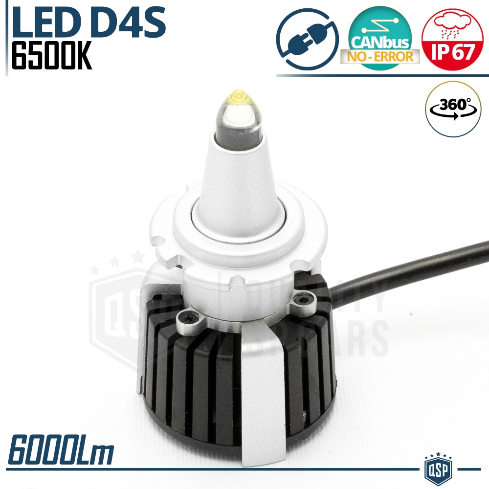 1 Bombilla LED D4S | Conversión de Xenon HID a LED Plug & Play | Luz Blanca Potente 55W 6000LM