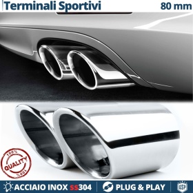 2X Tubos de ESCAPE Coche en ACERO Inoxidable | Redondo, Silenciador Ø 69-74 MM