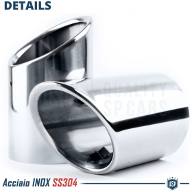 2X Tubos de ESCAPE Coche en ACERO Inoxidable | Redondo, Silenciador Ø 69-74 MM