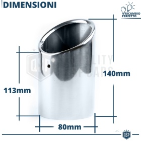 2X Tubos de ESCAPE Coche en ACERO Inoxidable | Redondo, Silenciador Ø 69-74 MM