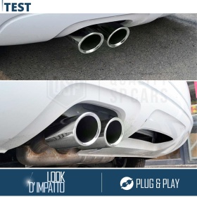2X Tubos de ESCAPE Coche en ACERO Inoxidable | Redondo, Silenciador Ø 69-74 MM