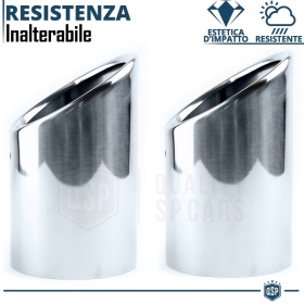 2X Tubos de ESCAPE Coche en ACERO Inoxidable | Redondo, Silenciador Ø 69-74 MM