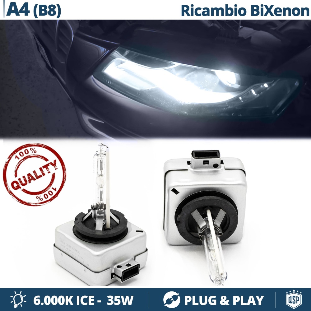 2x Bombillas Bi-Xenon D3S de Repuesto para AUDI A4 B8 Luz 6.000K Blanco Frio Lámpara 35W