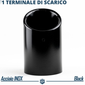 Tubo de ESCAPE Coche en ACERO Inoxidable Negro | Redondo, Silenciador Ø 69-74 MM