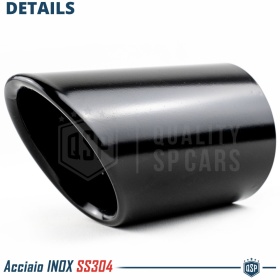 Tubo de ESCAPE Coche en ACERO Inoxidable Negro | Redondo, Silenciador Ø 69-74 MM