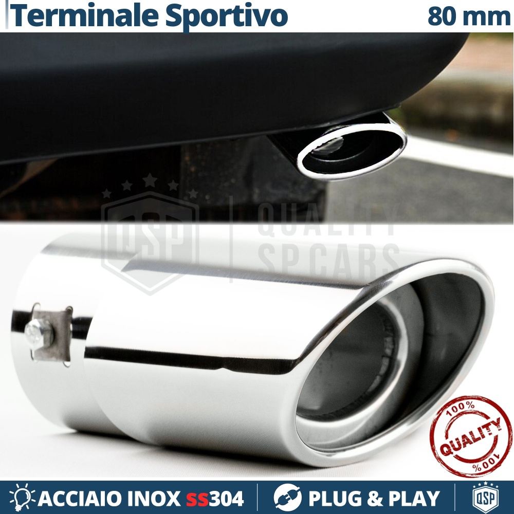 EMBOUT d' Échappement OVALE Universel pour Voiture en ACIER inoxydable | Silencieux Ø 49-78 mm