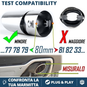 EMBOUT d' Échappement OVALE Universel pour Voiture en ACIER inoxydable | Silencieux Ø 49-78 mm