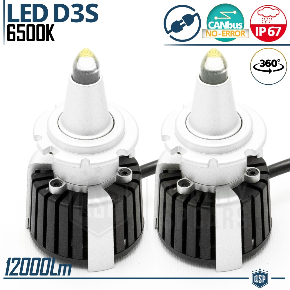 Kit LED D3S | Conversión de Xenon HID a LED Plug & Play | Luz Blanca Potente 55W+55W 12000LM
