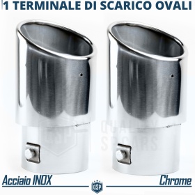 2x Tubos de ESCAPE OVALES Coche Universales en ACERO inoxidable | Silenciador Ø 49-78 MM