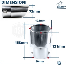 2x Tubos de ESCAPE OVALES Coche Universales en ACERO inoxidable | Silenciador Ø 49-78 MM