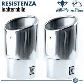 2x Tubos de ESCAPE OVALES Coche Universales en ACERO inoxidable | Silenciador Ø 49-78 MM