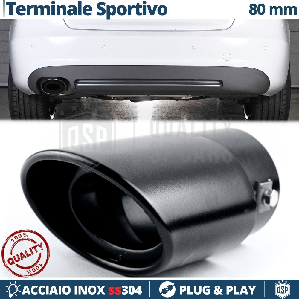 Universal OVAL EXHAUST TIP Black Stainless STEEL | Tail Pipe Tips Muffler INLET Ø 49-78 MM