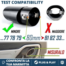 Universal OVAL EXHAUST TIP Black Stainless STEEL | Tail Pipe Tips Muffler INLET Ø 49-78 MM