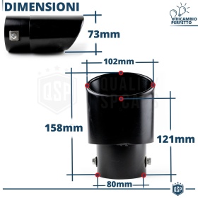 Universal OVAL EXHAUST TIP Black Stainless STEEL | Tail Pipe Tips Muffler INLET Ø 49-78 MM