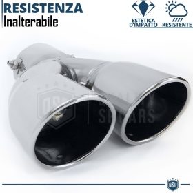 Tubo Doble de ESCAPE Coche Universal en ACERO inoxidable | Redondo, Silenciador Max Ø 80 MM