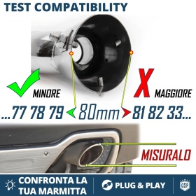 2x Tubos Dobles de ESCAPE Coche Universales en ACERO inoxidable | Redondo, Silenciador Max Ø 80 MM