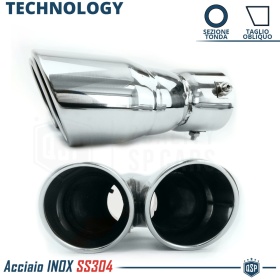2x Tubos Dobles de ESCAPE Coche Universales en ACERO inoxidable | Redondo, Silenciador Max Ø 80 MM