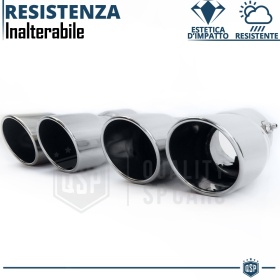 2x Tubos Dobles de ESCAPE Coche Universales en ACERO inoxidable | Redondo, Silenciador Max Ø 80 MM