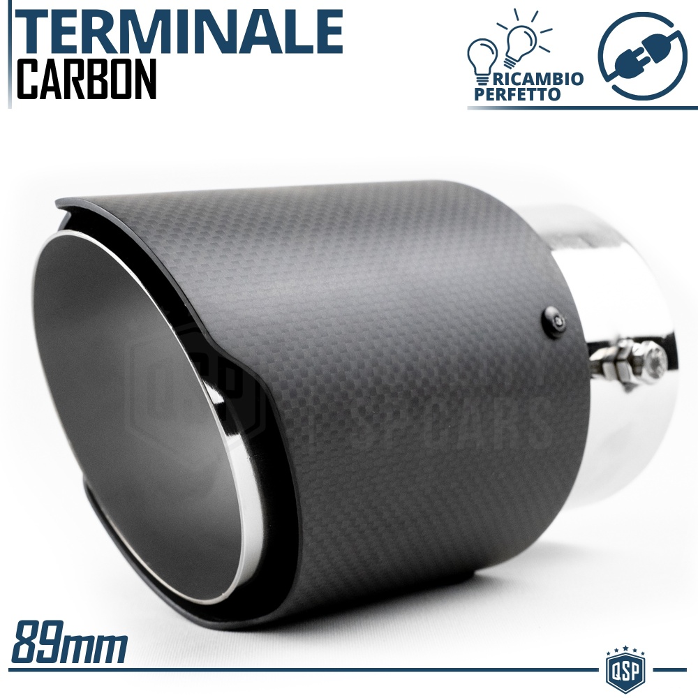 Tubo de ESCAPE Coche Universal en ACERO inoxidable Carbón | Silenciador Ø 70-89 MM