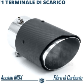 Tubo de ESCAPE Coche Universal en ACERO inoxidable Carbón | Silenciador Ø 70-89 MM