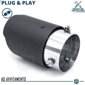 Tubo de ESCAPE Coche Universal en ACERO inoxidable Carbón | Silenciador Ø 70-89 MM