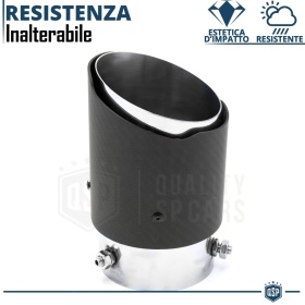Tubo de ESCAPE Coche Universal en ACERO inoxidable Carbón | Silenciador Ø 70-89 MM