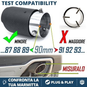 2x Tubos de ESCAPE Coche Universal en ACERO inoxidable Carbón | Silenciador Ø 70-89 MM