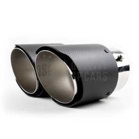 2x Tubos de ESCAPE Coche Universal en ACERO inoxidable Carbón | Silenciador Ø 70-89 MM