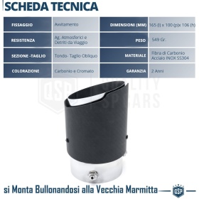 2x Tubos de ESCAPE Coche Universal en ACERO inoxidable Carbón | Silenciador Ø 70-89 MM