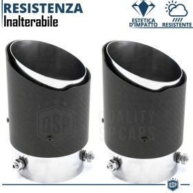 2x Tubos de ESCAPE Coche Universal en ACERO inoxidable Carbón | Silenciador Ø 70-89 MM