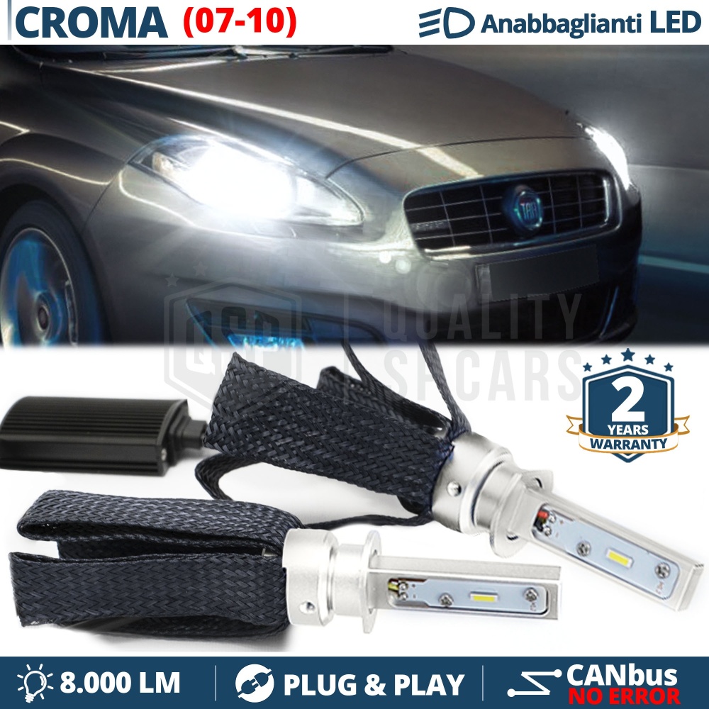 Kit LED H1 para Fiat CROMA 194 Facelift Luces de Cruce | Bombillas LED H1 6500K 8000LM | CANbus