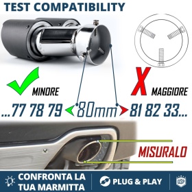 2x Tubos Dobles de ESCAPE Coche Universales en ACERO inoxidable Fibra de Carbón | Silenciador Max Ø 65-80MM