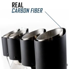 2x Tubos Dobles de ESCAPE Coche Universales en ACERO inoxidable Fibra de Carbón | Silenciador Max Ø 65-80MM
