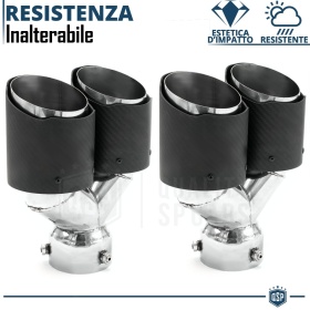 2x Tubos Dobles de ESCAPE Coche Universales en ACERO inoxidable Fibra de Carbón | Silenciador Max Ø 65-80MM