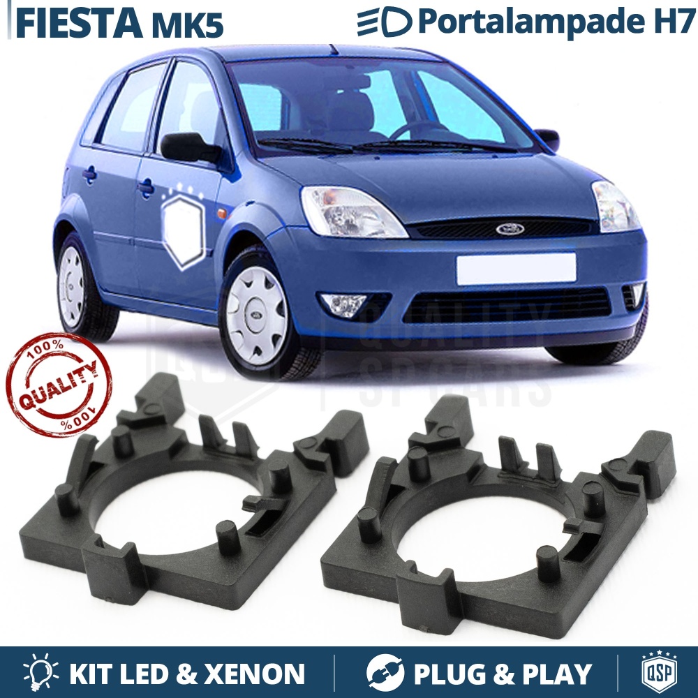 2x ADATTATORI Portalampada PER FORD FIESTA MK5 Anabbaglianti | Montaggio KIT LED H7, Xenon