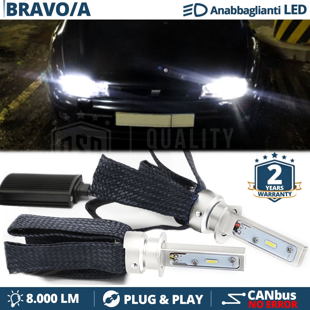 Kit LED H1 para Fiat BRAVA Luces de Cruce CANbus | Bombillas LED 6500K 8000LM