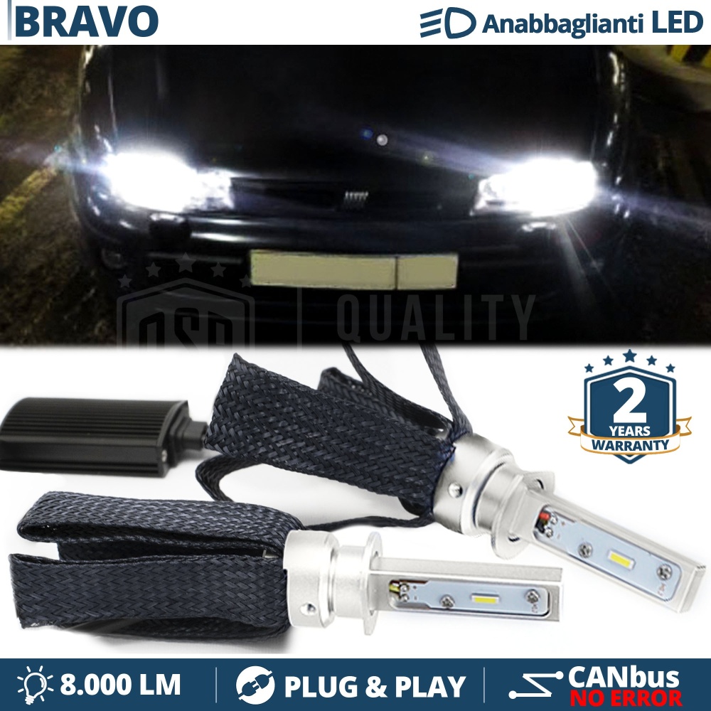 Kit LED H1 para Fiat BRAVO 1 Luces de Cruce CANbus | Bombillas LED 6500K 8000LM