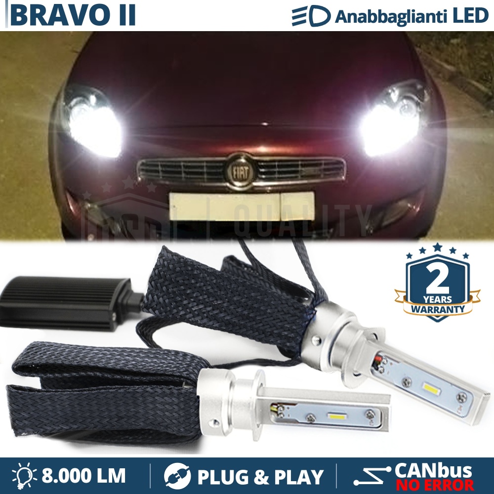 Kit LED H1 para Fiat BRAVO 2 Luces de Cruce CANbus | Bombillas LED 6500K 8000LM