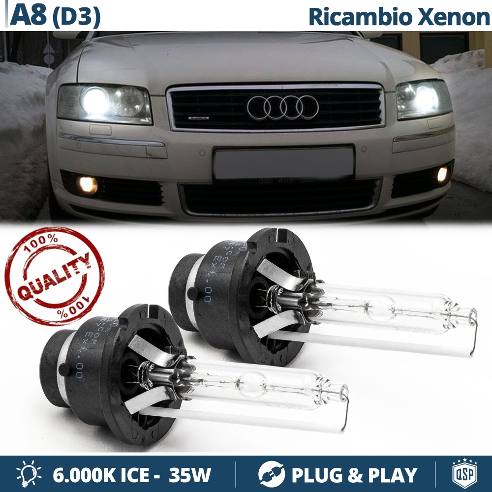 2x Bombillas Bi-Xenon D2S de Repuesto para AUDI A8 D3/4E Luz 6.000K Blanco Frio Lámpara 35W