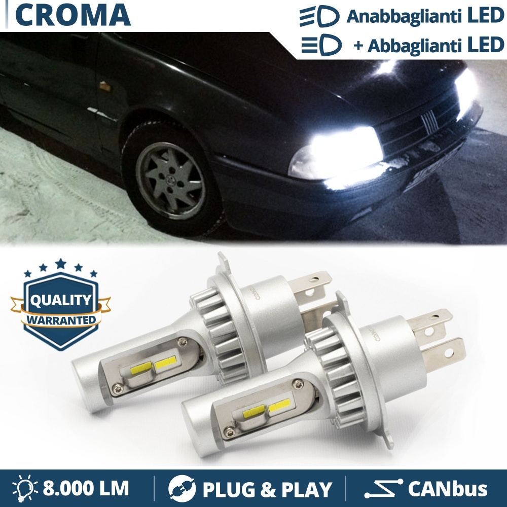 Kit Led H4 para FIAT CROMA 154 Luces de Cruce + Carretera 6500k 8000LM | Plug & Play CANbus Kit Led H4 para FIAT CROMA 154 Luces de Cruce + Carretera 6500k 8000LM | Plug & Play CANbus