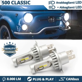 Kit Led H4 para FIAT 500 Antigua (36-75) Luces de Cruce + Carretera 6500k 8000LM | Plug & Play CANbus