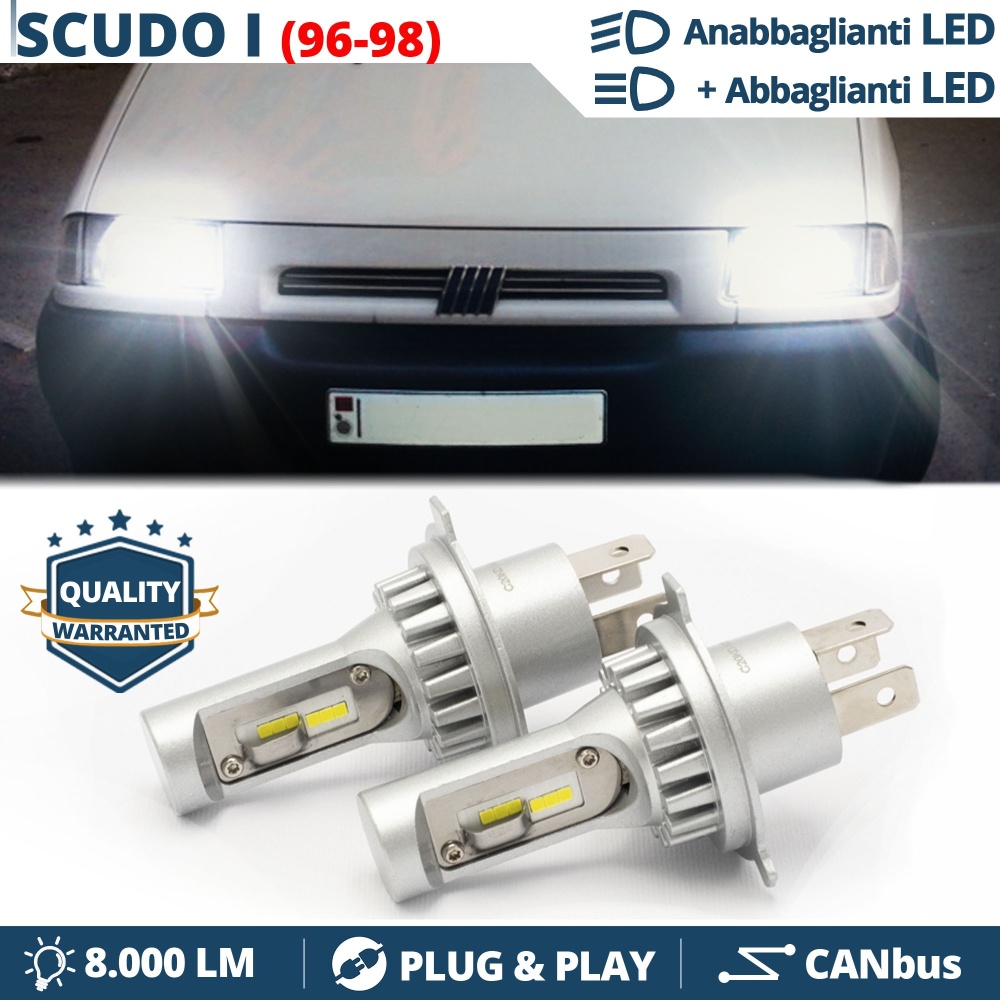 Kit Led H4 para FIAT SCUDO 1 (96-98) Luces de Cruce + Carretera 6500K | Plug & Play CANbus Kit Led H4 para FIAT SCUDO 1 (96-98) Luces de Cruce + Carretera 6500K | Plug & Play CANbus