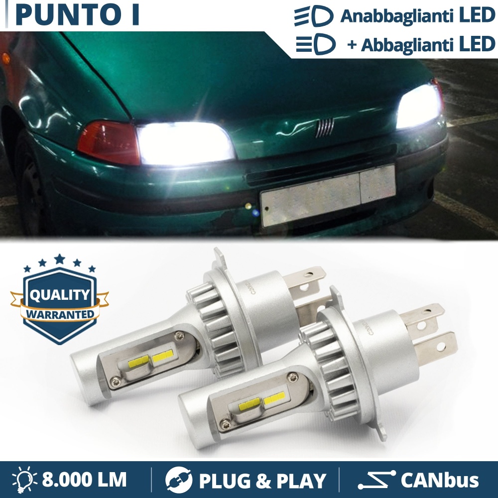 Kit Led H4 para FIAT PUNTO 176 Luces de Cruce + Carretera 6500k 8000LM | Plug & Play CANbus Kit Led H4 para FIAT PUNTO 176 Luces de Cruce + Carretera 6500k 8000LM | Plug & Play CANbus