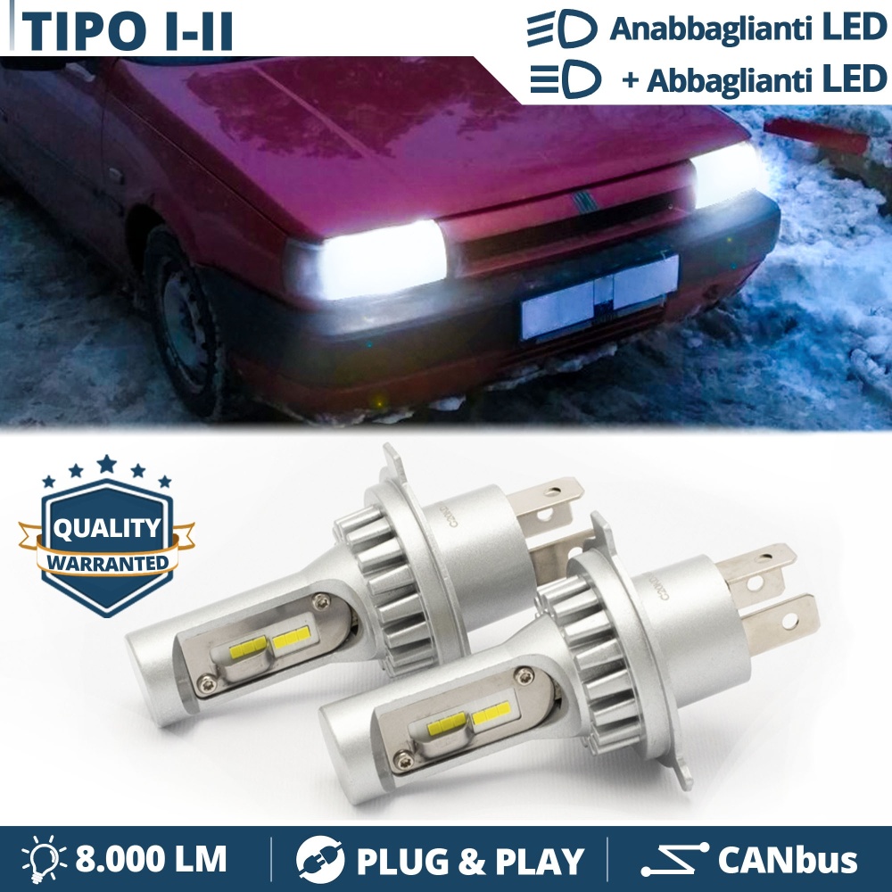 Kit Led H4 para FIAT TIPO 1, 2 Luces de Cruce + Carretera 6500k 8000LM | Plug & Play CANbus Kit Led H4 para FIAT TIPO 1, 2 Luces de Cruce + Carretera 6500k 8000LM | Plug & Play CANbus