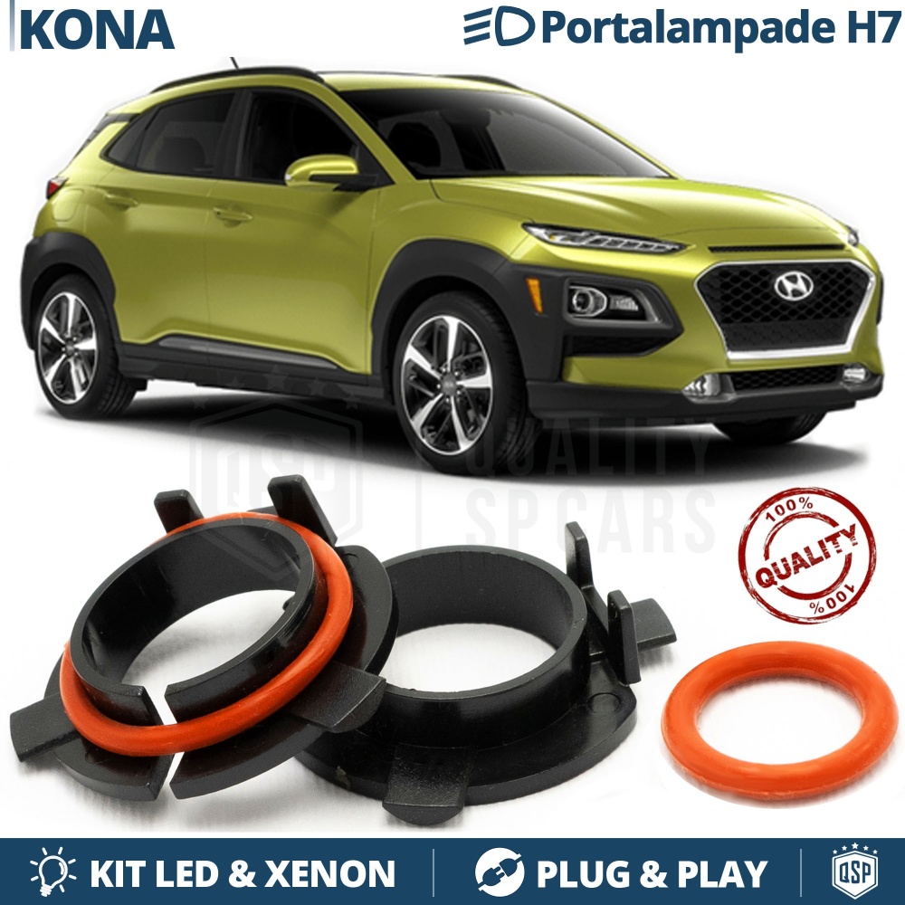 2 ADAPTORES del Retenedor Soporte Bombilla para HYUNDAI KONA | Montaje KIT LED H7, Xenon
