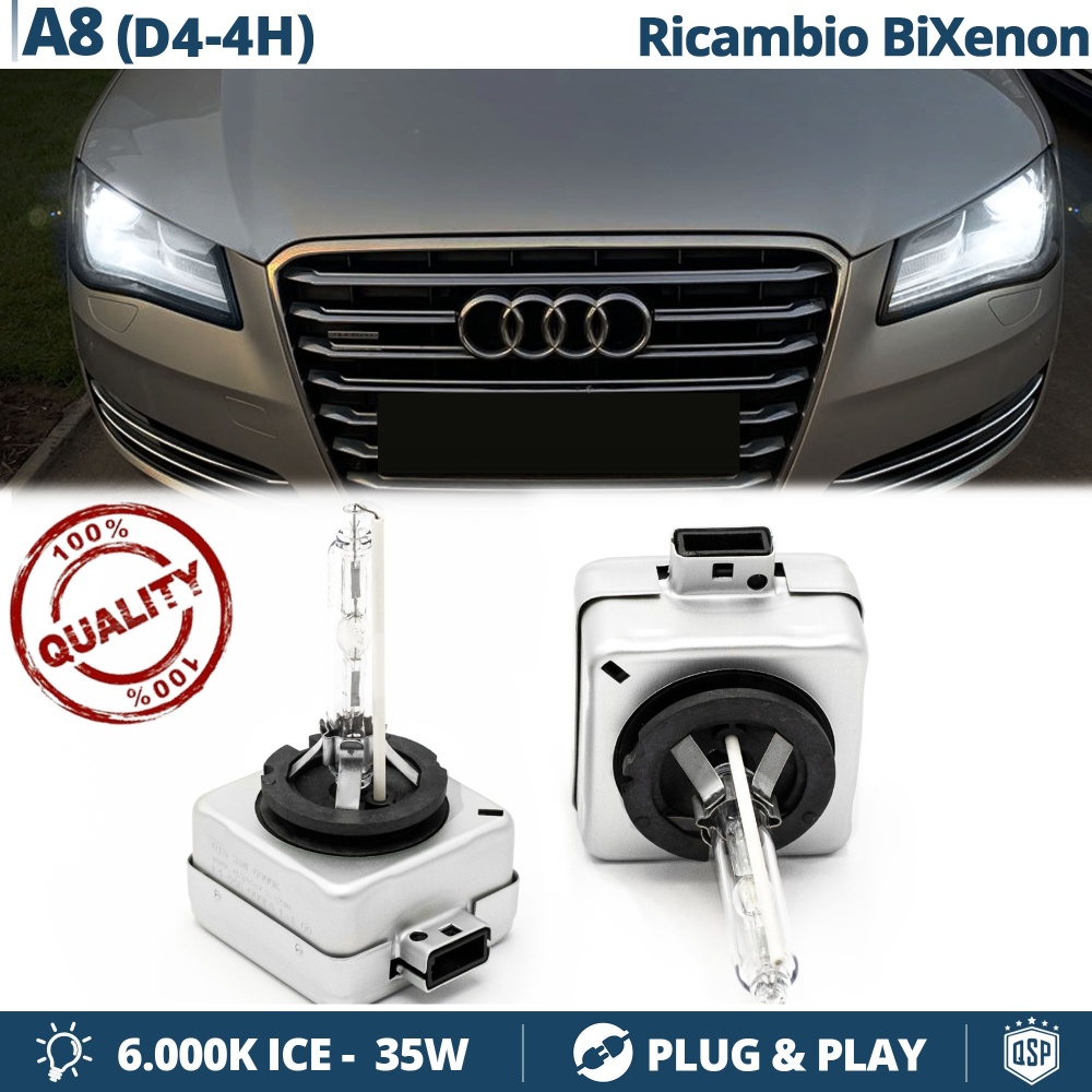 2x Bombillas Bi-Xenon D3S de Repuesto para AUDI A8 D4/4H Luz 6.000K Blanco Frio Lámpara 35W