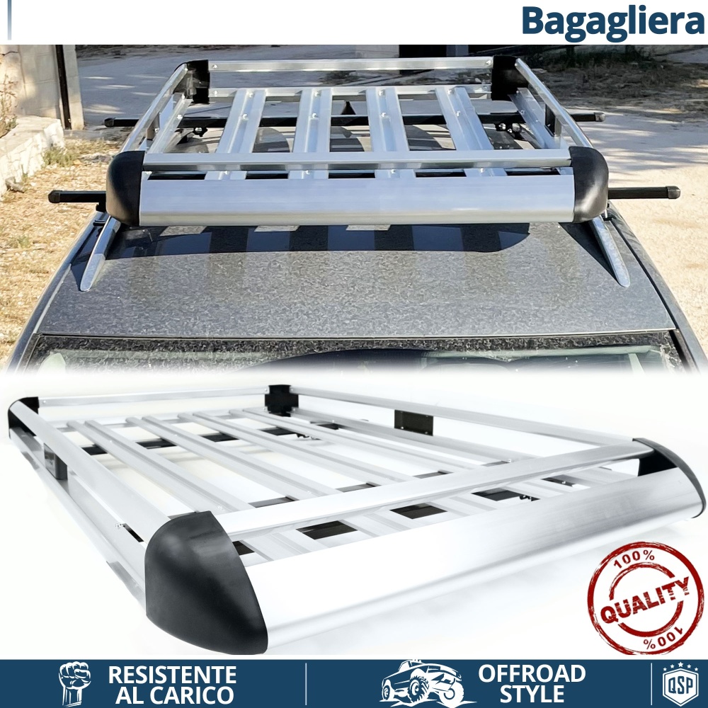 Portaequipajes de Techo para Fiat Idea, Uno SW | Cesta de Equipajes en Aluminio Plateado