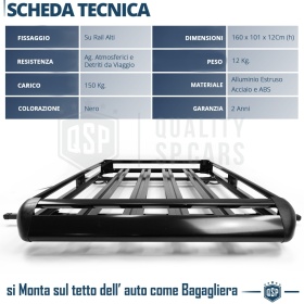 Portaequipajes de Techo para Ford Escort, Focus, Mondeo SW | Cesta de Equipajes en Aluminio Negro