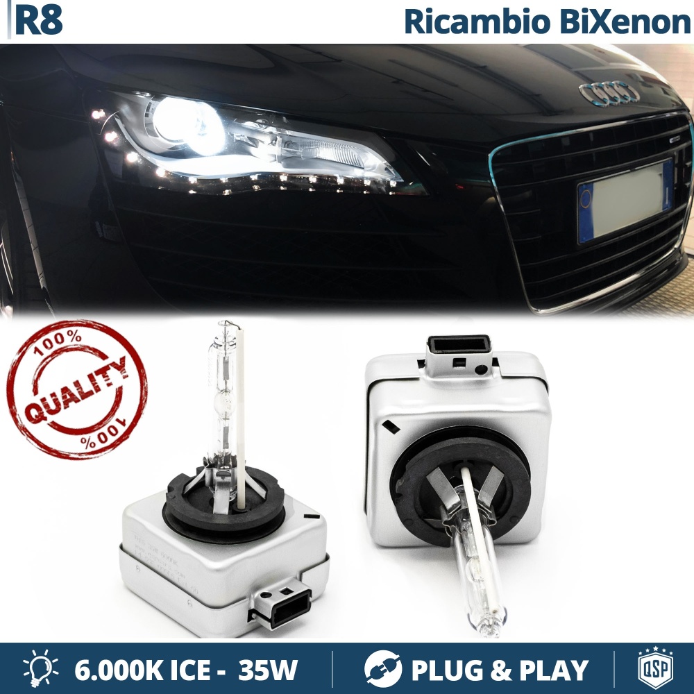 2x Bombillas Bi-Xenon de Repuesto para AUDI R8 42 Luz 6.000K Blanco Frio Lámpara 35W