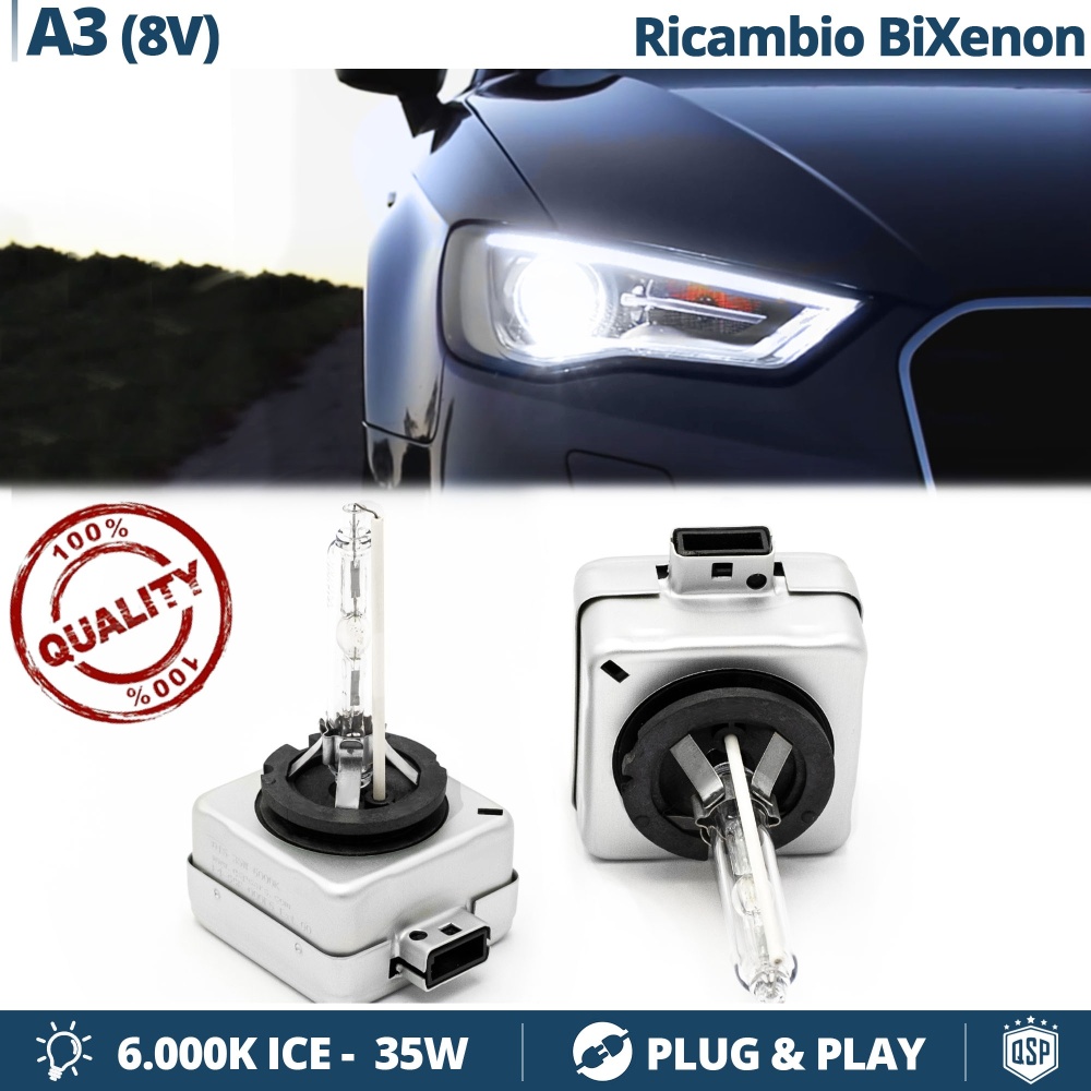 2x Bombillas Bi-Xenon D3S de Repuesto para AUDI A3 8V Luz 6.000K Blanco Frio Lámpara 35W